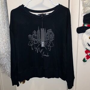 Jane and Delancey Black New York Graphic Sweatshirt Soft Rayon Medium New